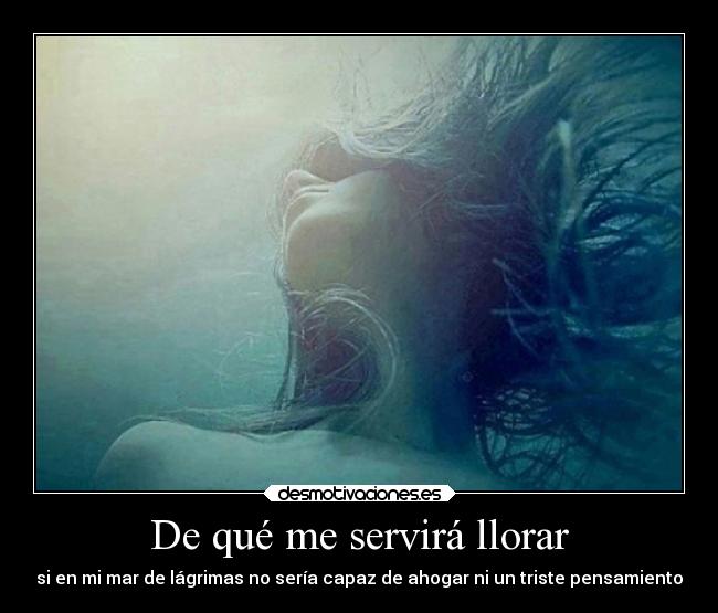 De qué me servirá llorar - si en mi mar de lágrimas no sería capaz de ahogar ni un triste pensamiento