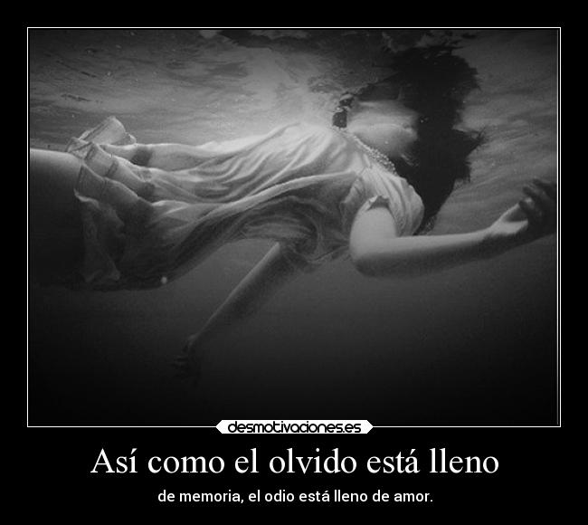 Así como el olvido está lleno - de memoria, el odio está lleno de amor.