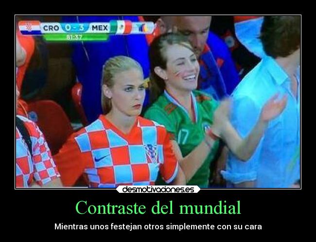 Contraste del mundial - Mientras unos festejan otros simplemente con su cara