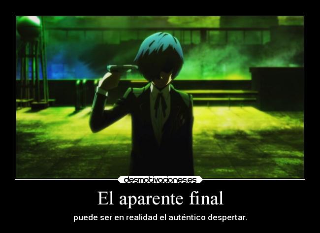 carteles muerte vida anime raptorhunters harukaze manga otaku persona persona3 poder despertar pistola arma desmotivaciones