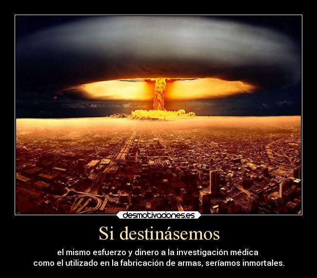 Si destinásemos - el mismo esfuerzo y dinero a la investigación médica 
como el utilizado en la fabricación de armas, seríamos inmortales.