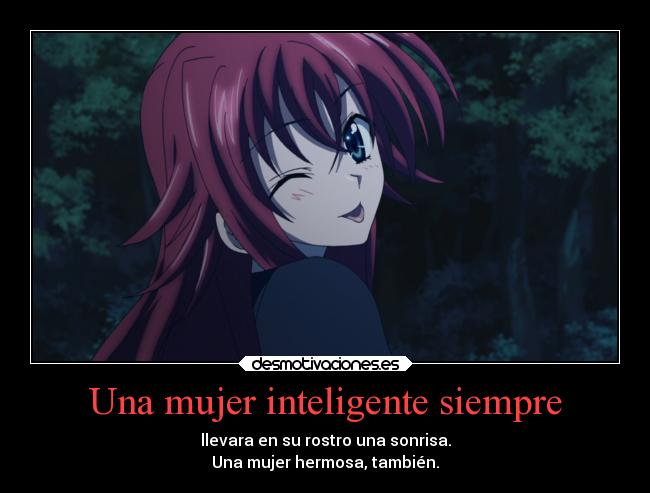 carteles mujer sonrisa mujer anime manga otaku inteligente siempre llevara rosto hermosa dxd desmotivaciones