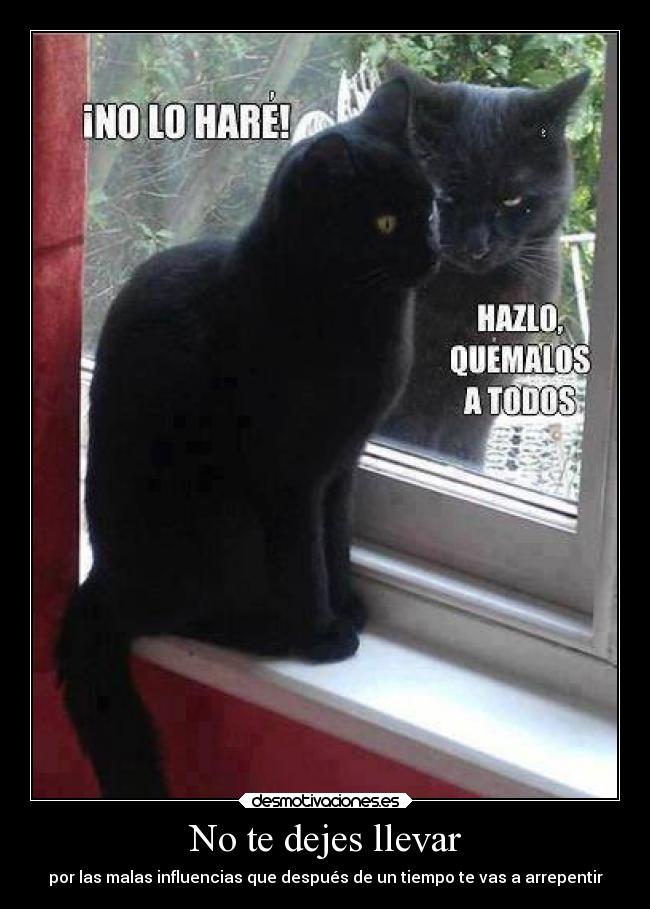 No te dejes llevar - por las malas influencias que después de un tiempo te vas a arrepentir