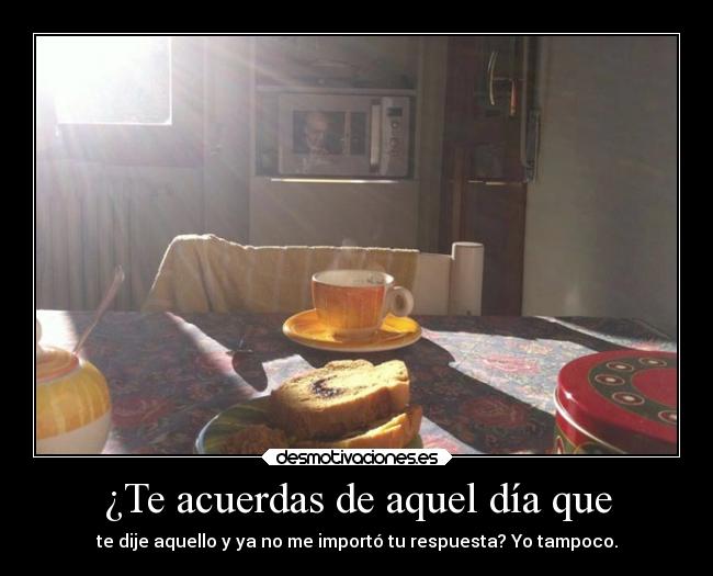¿Te acuerdas de aquel día que - te dije aquello y ya no me importó tu respuesta? Yo tampoco.