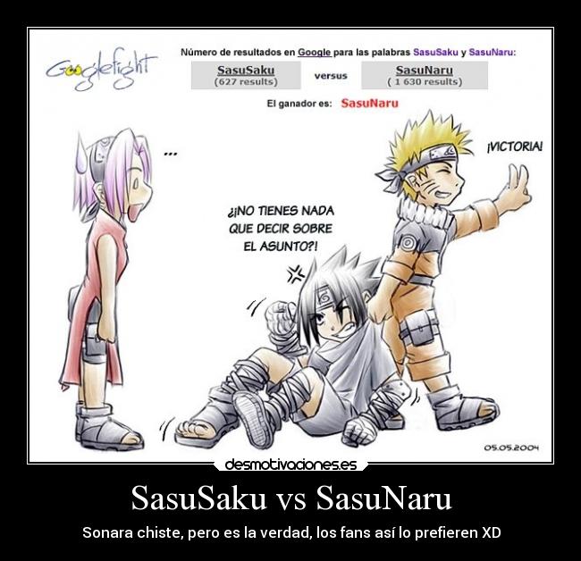 SasuSaku vs SasuNaru - Sonara chiste, pero es la verdad, los fans así lo prefieren XD