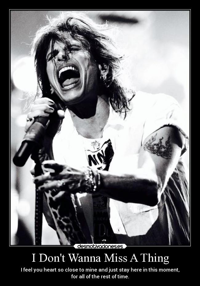 I Dont Wanna Miss A Thing - I feel you heart so close to mine and just stay here in this moment,
for all of the rest of time.