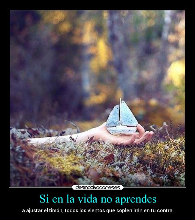 Si en la vida no aprendes - a ajustar el timón, todos los vientos que soplen irán en tu contra.