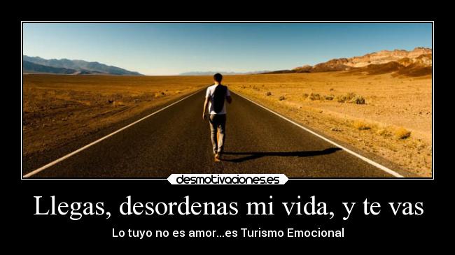 Llegas, desordenas mi vida, y te vas - Lo tuyo no es amor...es Turismo Emocional