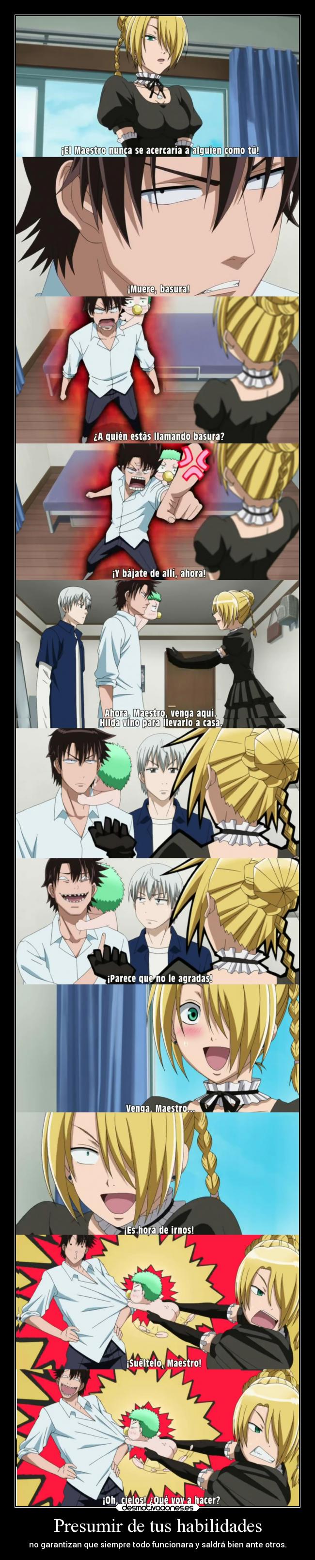 carteles vida anime presumir habilidad cualidad garantiza seguro funcionar fallar raptorhunters desmotivaciones