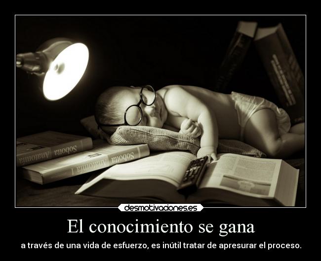 El conocimiento se gana - a través de una vida de esfuerzo, es inútil tratar de apresurar el proceso.