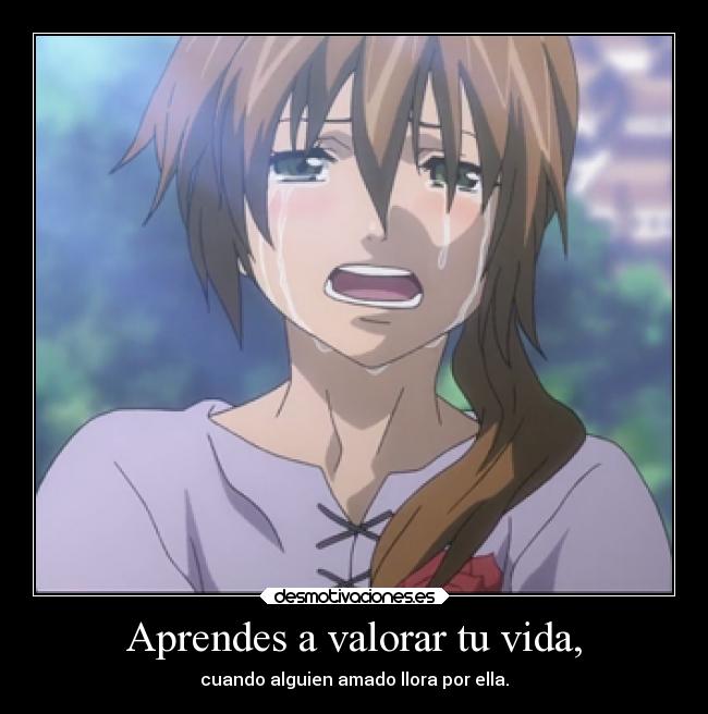 Aprendes a valorar tu vida, - cuando alguien amado llora por ella.