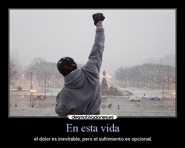En esta vida - el dolor es inevitable, pero el sufrimiento es opcional.