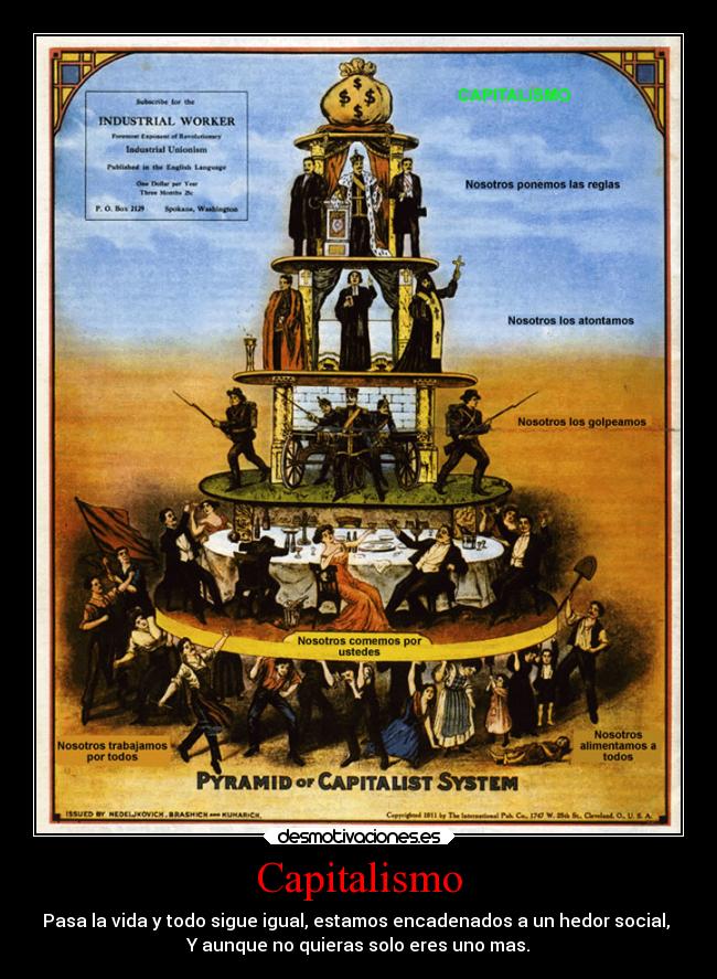 Capitalismo - Pasa la vida y todo sigue igual, estamos encadenados a un hedor social, 
Y aunque no quieras solo eres uno mas.