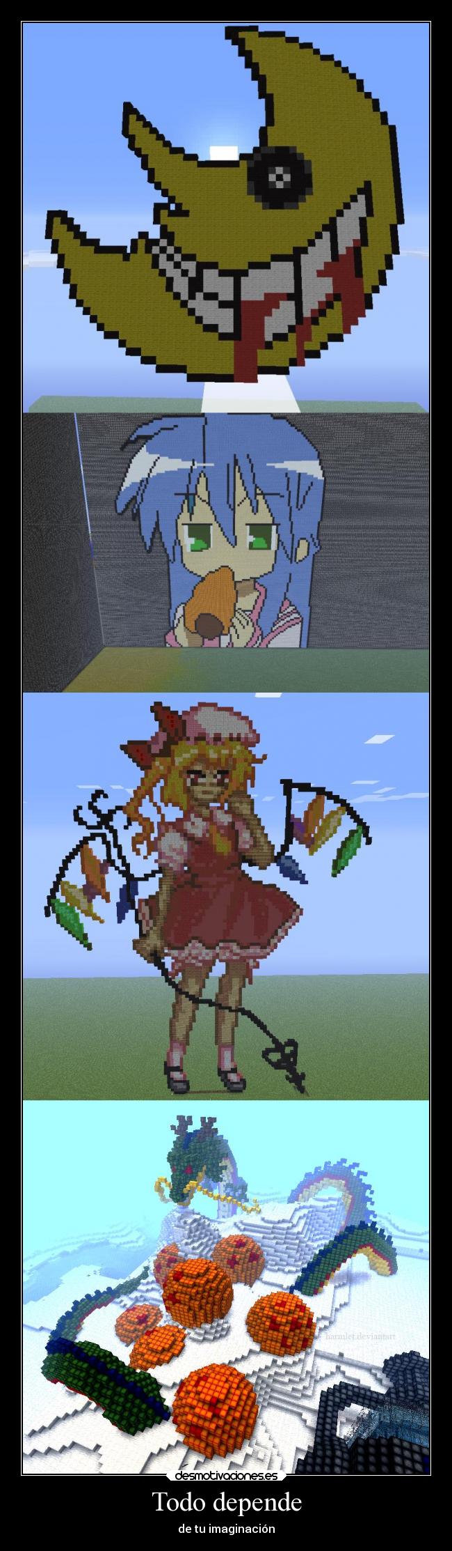 carteles videojuegos motivaciones imaginacion anime minecraft desmotivaciones