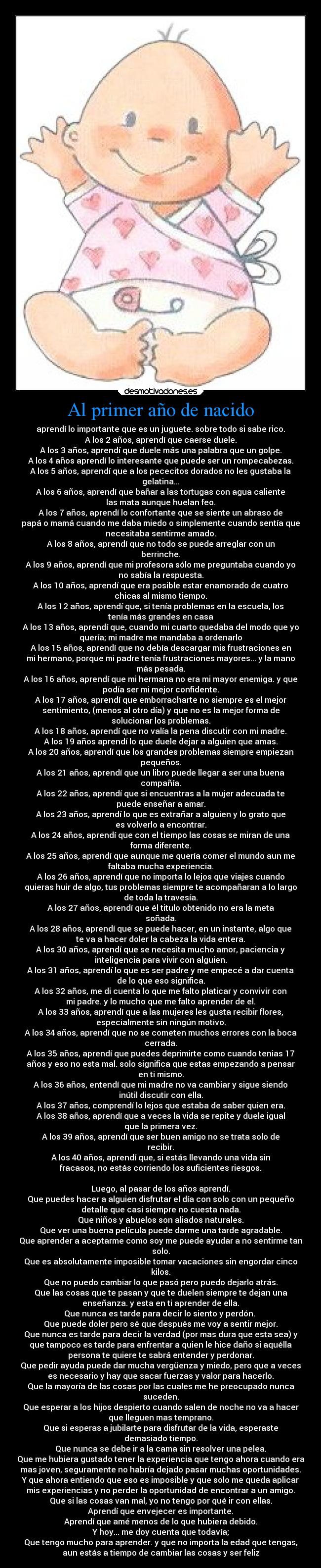 Al primer año de nacido -