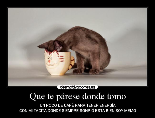Que te párese donde tomo - UN POCO DE CAFÉ PARA TENER ENERGÍA
CON MI TACITA DONDE SIEMPRE SONRIÓ ESTA BIEN SOY MEMO