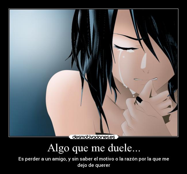Algo que me duele... - Es perder a un amigo, y sin saber el motivo o la razón por la que me
dejo de querer