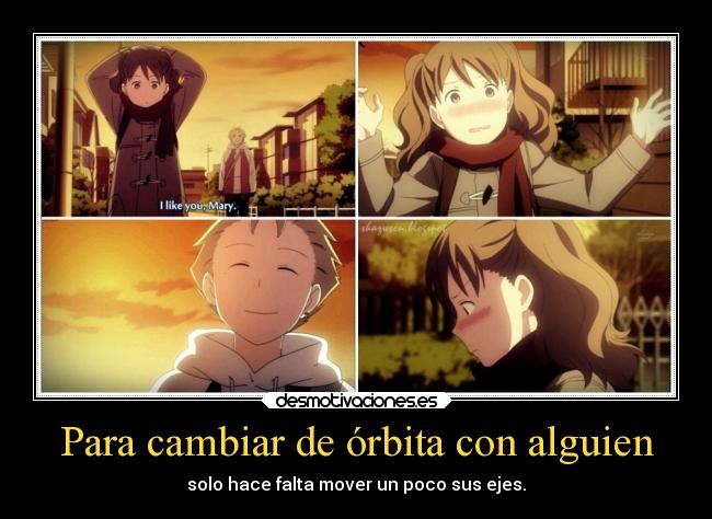 carteles amor anime manga otaku cosplay persona eje orbita mover falta sonar espacio desmotivaciones