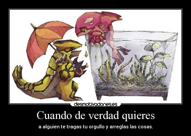 Cuando de verdad quieres - a alguien te tragas tu orgullo y arreglas las cosas.