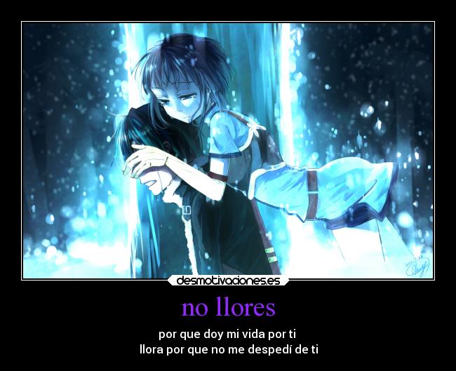 no llores - por que doy mi vida por ti
llora por que no me despedí de ti