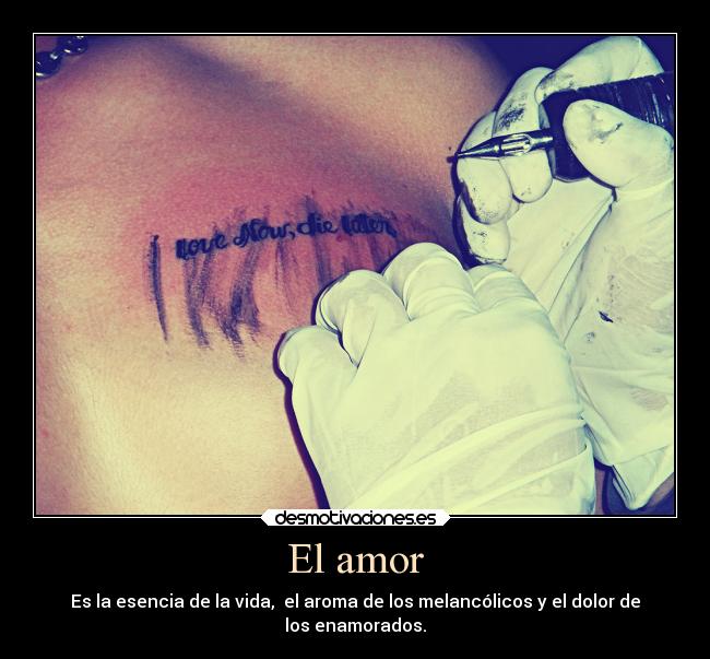 El amor - Es la esencia de la vida,  el aroma de los melancólicos y el dolor de
los enamorados.