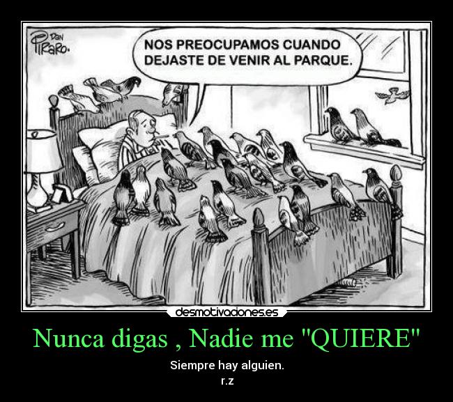 Nunca digas , Nadie me QUIERE - Siempre hay alguien.
r.z