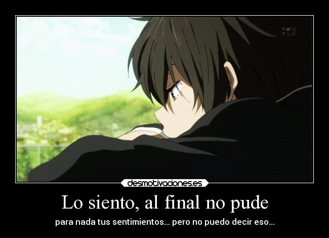 Lo siento, al final no pude - para nada tus sentimientos... pero no puedo decir eso...