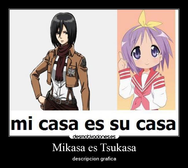 carteles anime tsukasa lucky star mikasa shingeki kyojin desmotivaciones