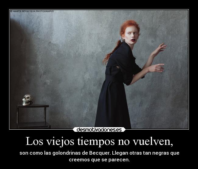 Los viejos tiempos no vuelven, - son como las golondrinas de Becquer. Llegan otras tan negras que
creemos que se parecen.