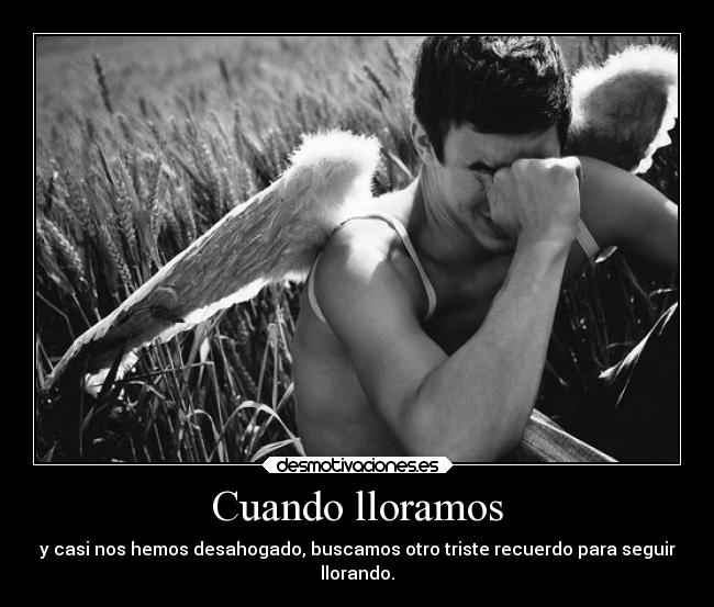 Cuando lloramos - y casi nos hemos desahogado, buscamos otro triste recuerdo para seguir
llorando.