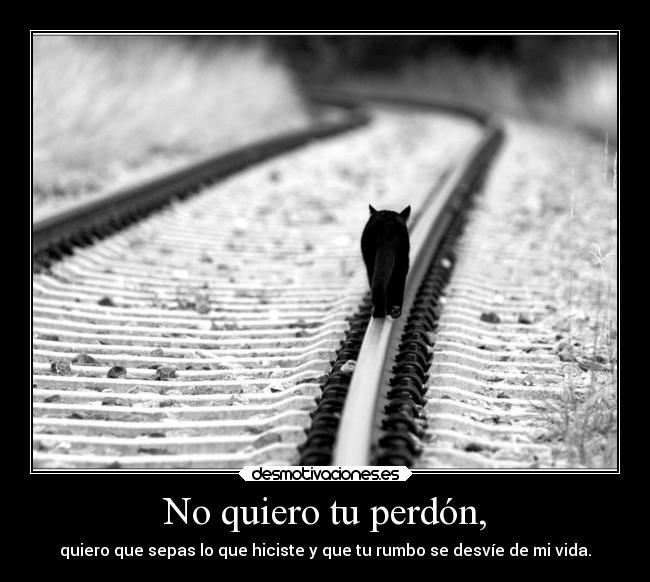 No quiero tu perdón, - quiero que sepas lo que hiciste y que tu rumbo se desvíe de mi vida.