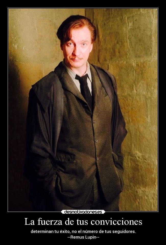 La fuerza de tus convicciones - determinan tu éxito, no el número de tus seguidores.
--Remus Lupin--