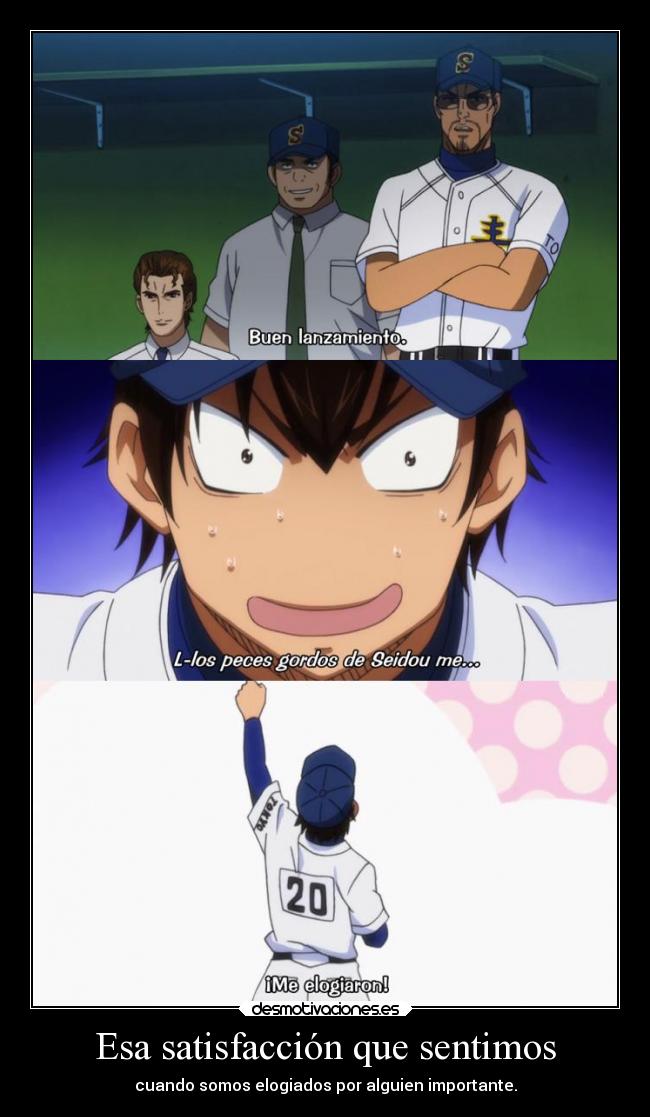 carteles deportes anime diamond ace elogio autoestima satisfaccion desmotivaciones