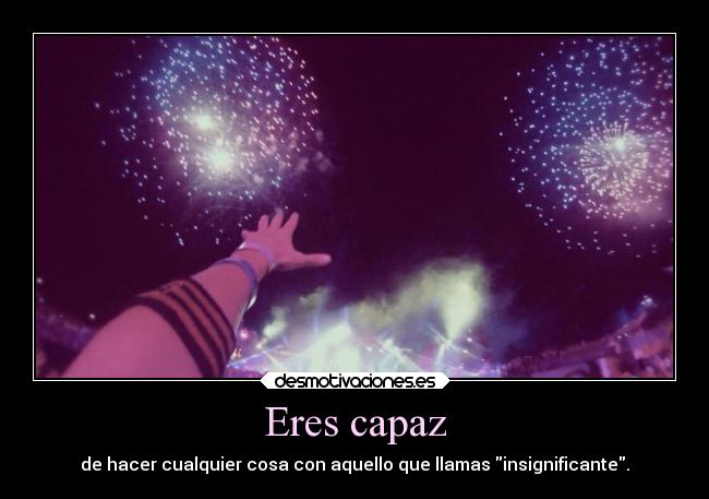 Eres capaz - de hacer cualquier cosa con aquello que llamas insignificante.