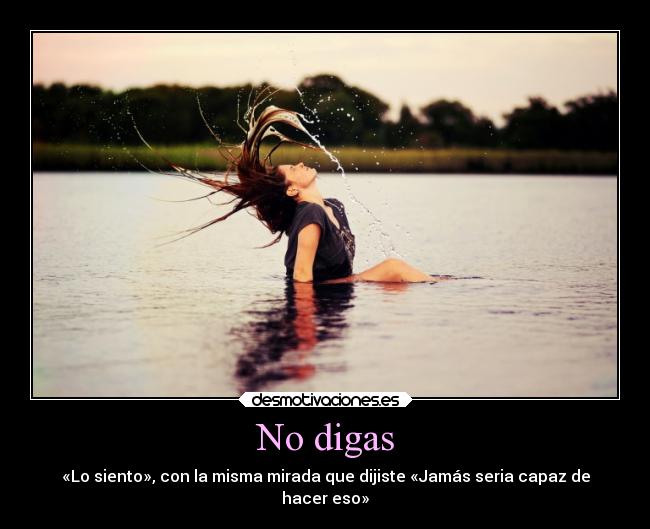 No digas - «Lo siento», con la misma mirada que dijiste «Jamás seria capaz de
hacer eso»