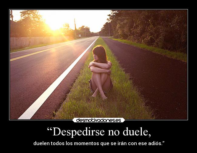 “Despedirse no duele, - duelen todos los momentos que se irán con ese adiós.”