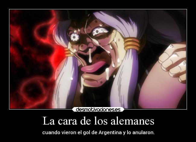 La cara de los alemanes - cuando vieron el gol de Argentina y lo anularon.