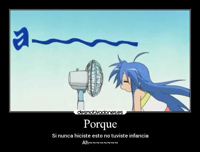 carteles infancia anime konata lucky star ventilador desmotivaciones