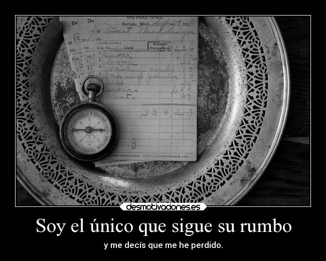 Soy el único que sigue su rumbo - y me decís que me he perdido.