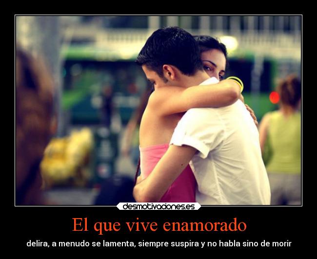 El que vive enamorado - delira, a menudo se lamenta, siempre suspira y no habla sino de morir