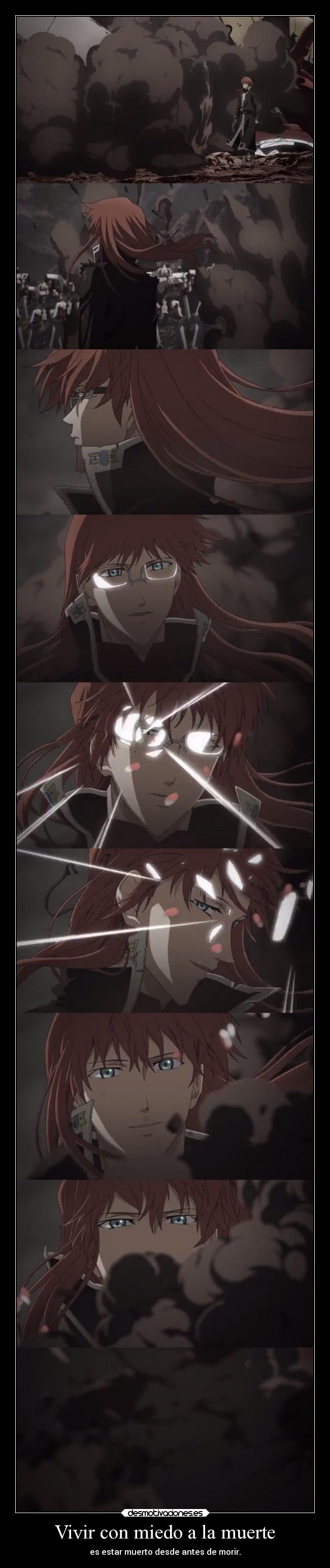 carteles miedo muerte locura muerte vida miedo anime raptorhunters harukaze manga otaku breack blade valor desmotivaciones