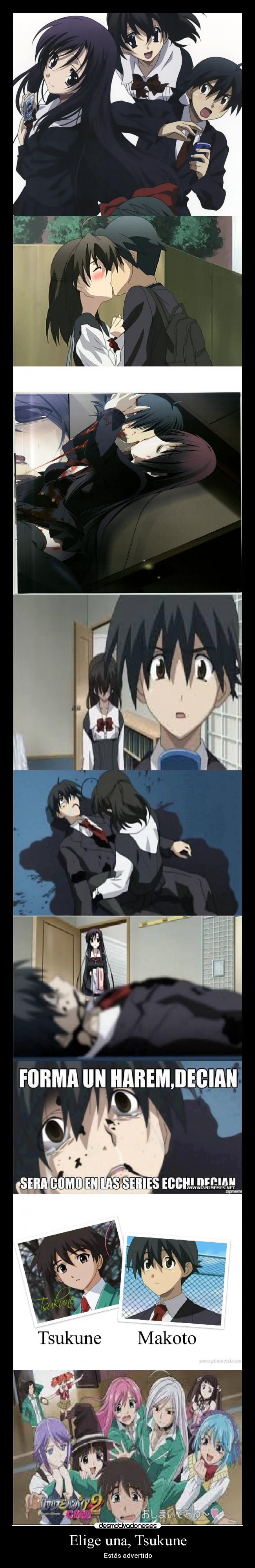 carteles muerte anime school days rosario vampire harem desmotivaciones