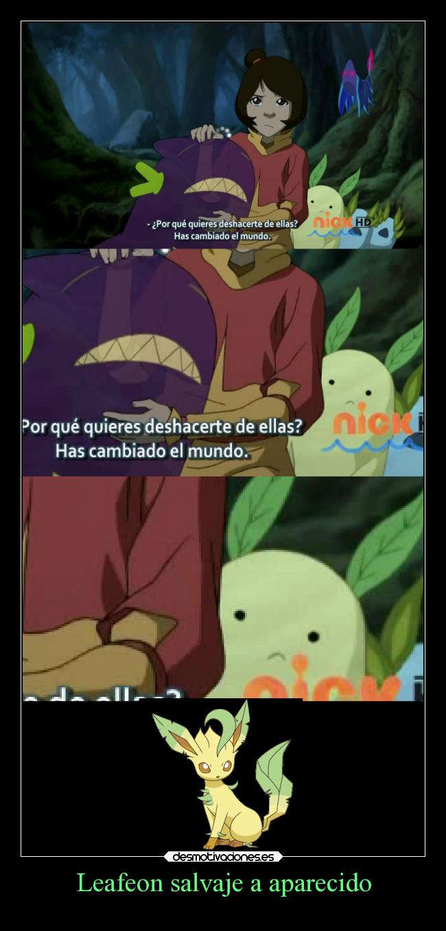 carteles pokemon anime avatar leyenda kora aang leafeon desmotivaciones
