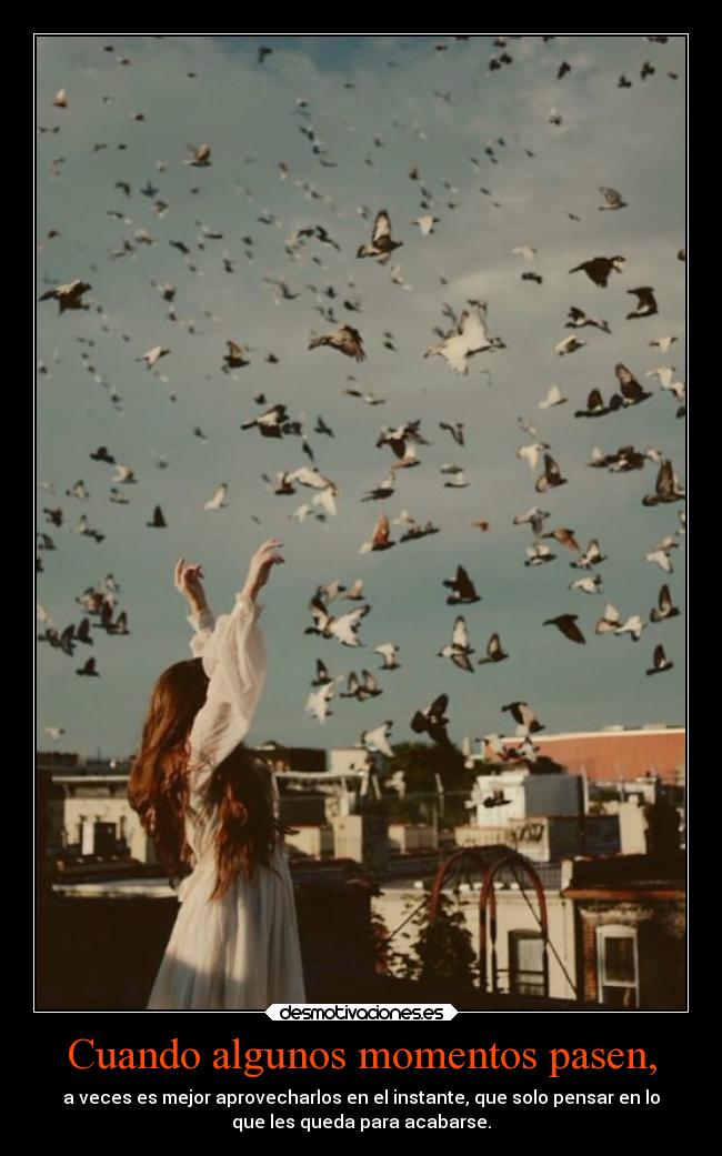 Cuando algunos momentos pasen, - a veces es mejor aprovecharlos en el instante, que solo pensar en lo
que les queda para acabarse.