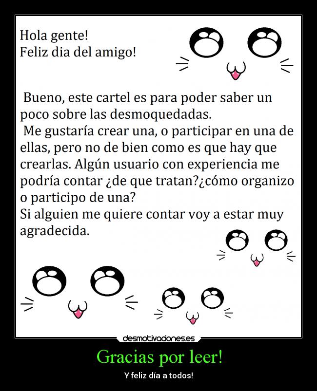 Gracias por leer! - Y feliz día a todos!