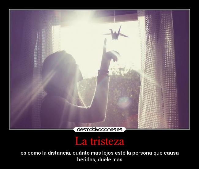 La tristeza - es como la distancia, cuánto mas lejos esté la persona que causa
heridas, duele mas