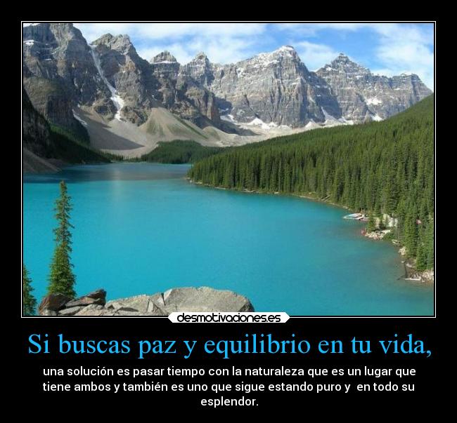 Si buscas paz y equilibrio en tu vida, - una solución es pasar tiempo con la naturaleza que es un lugar que
tiene ambos y también es uno que sigue estando puro y  en todo su
esplendor.