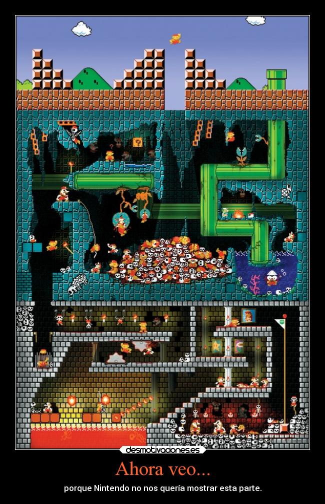 carteles videojuegos antano super mario bros ysus muertes jejejejejeje desmotivaciones