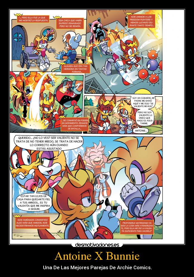 carteles amigos amor antonie coolette bunnie rabbot laurasimpson11 archie comics sonic desmotivaciones