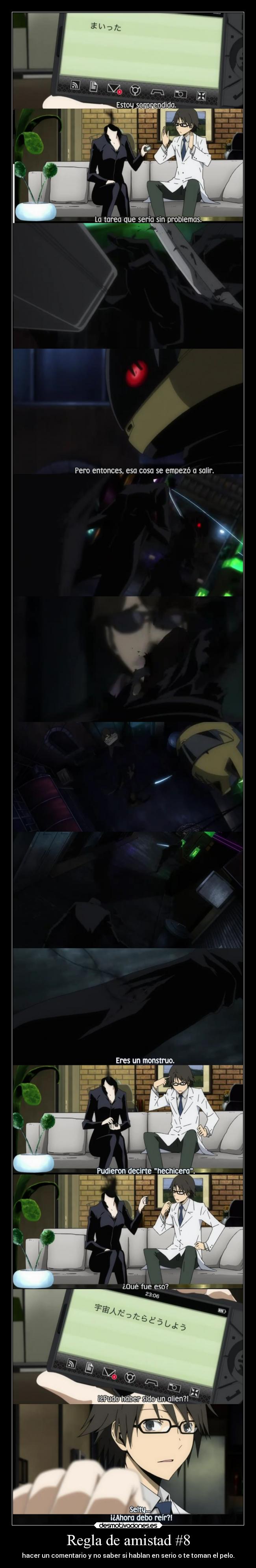 carteles amistad amistad anime regla hacer comentario broma seriedad real raptorhunters sorpresa desmotivaciones